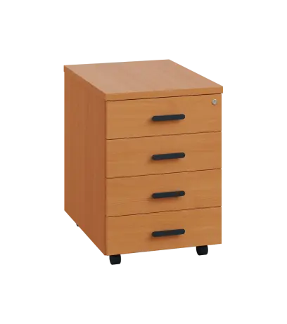 LKZ 2 - 01 kontejner pojízdný, 4-zásuvkový, deska 25 mm, se zámkem na 1. zásuvce, buk Royal